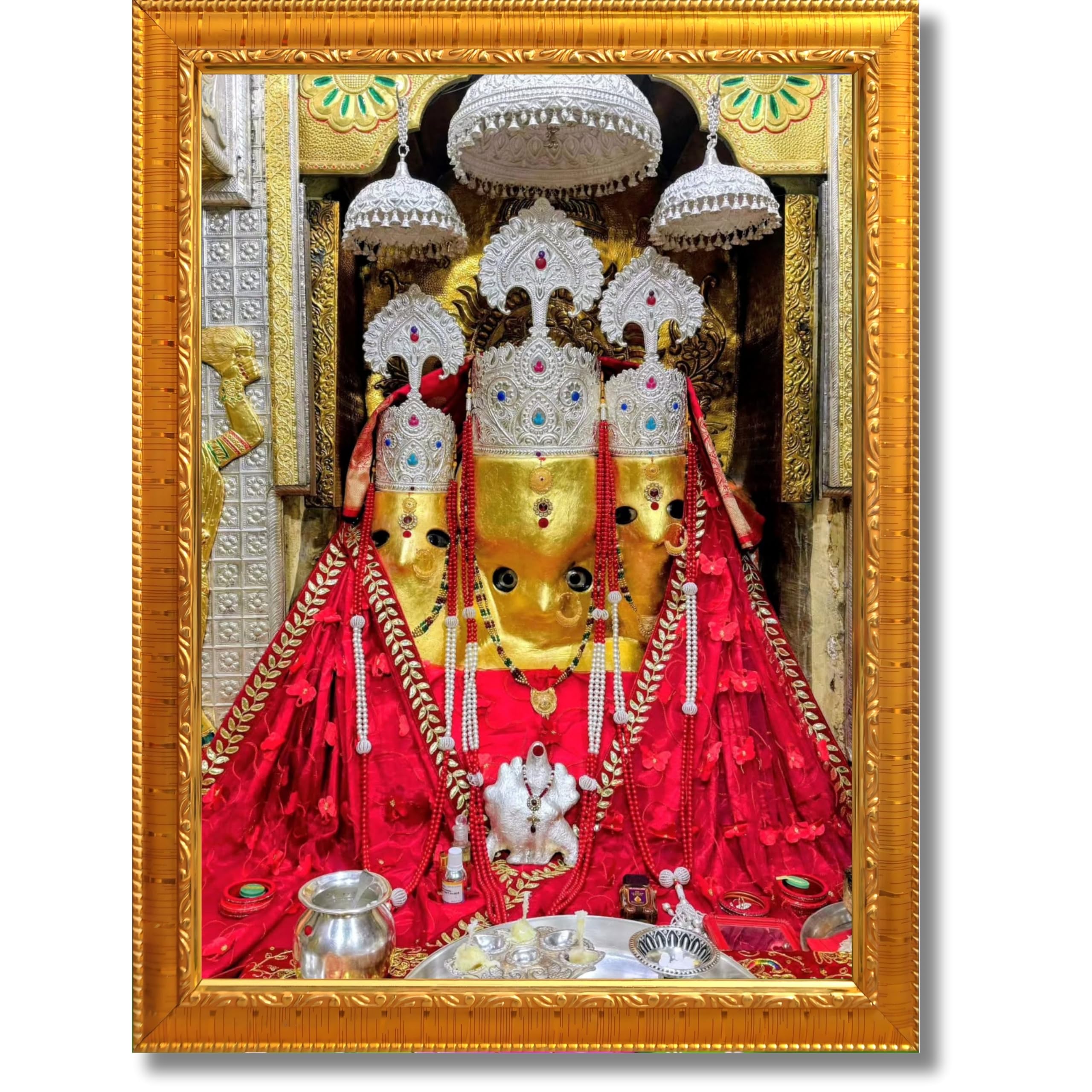 CRAFT QUEST Baglamuklhi maa/mata wodden Religious Photo Frame for Home, Office