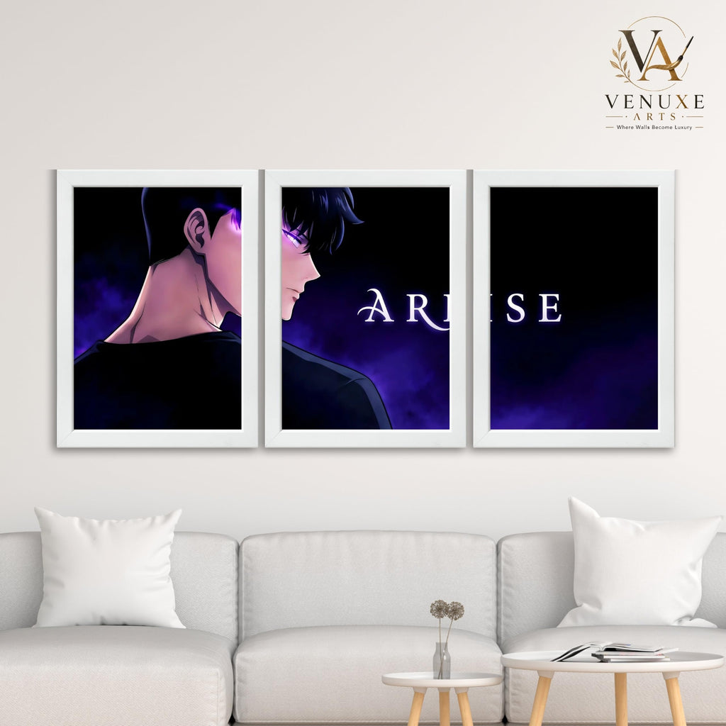 VENUXE ARTS Set Of 3 Anime Characters Wall Framed |Anime Characters Framed Poster for Living Room Bedroom Gaming Room Studio Wall Decor