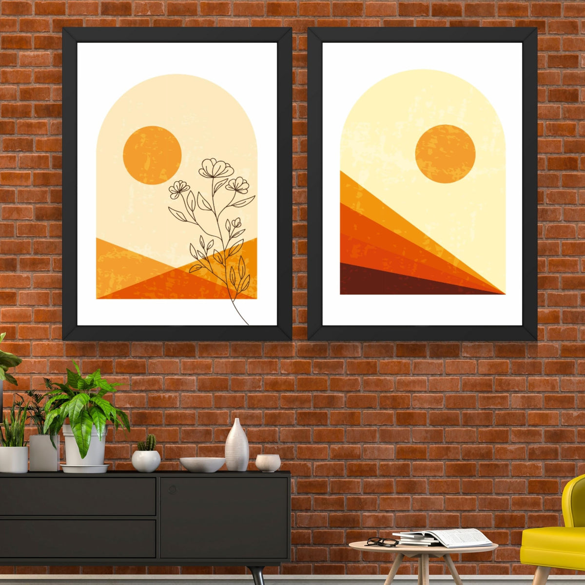 CRAFT QUEST Wall Art Decor Paintings | Set of 2 Floral Wall Art Frames for Home Decoration | Perfect for Living Room, Bedroom & Office