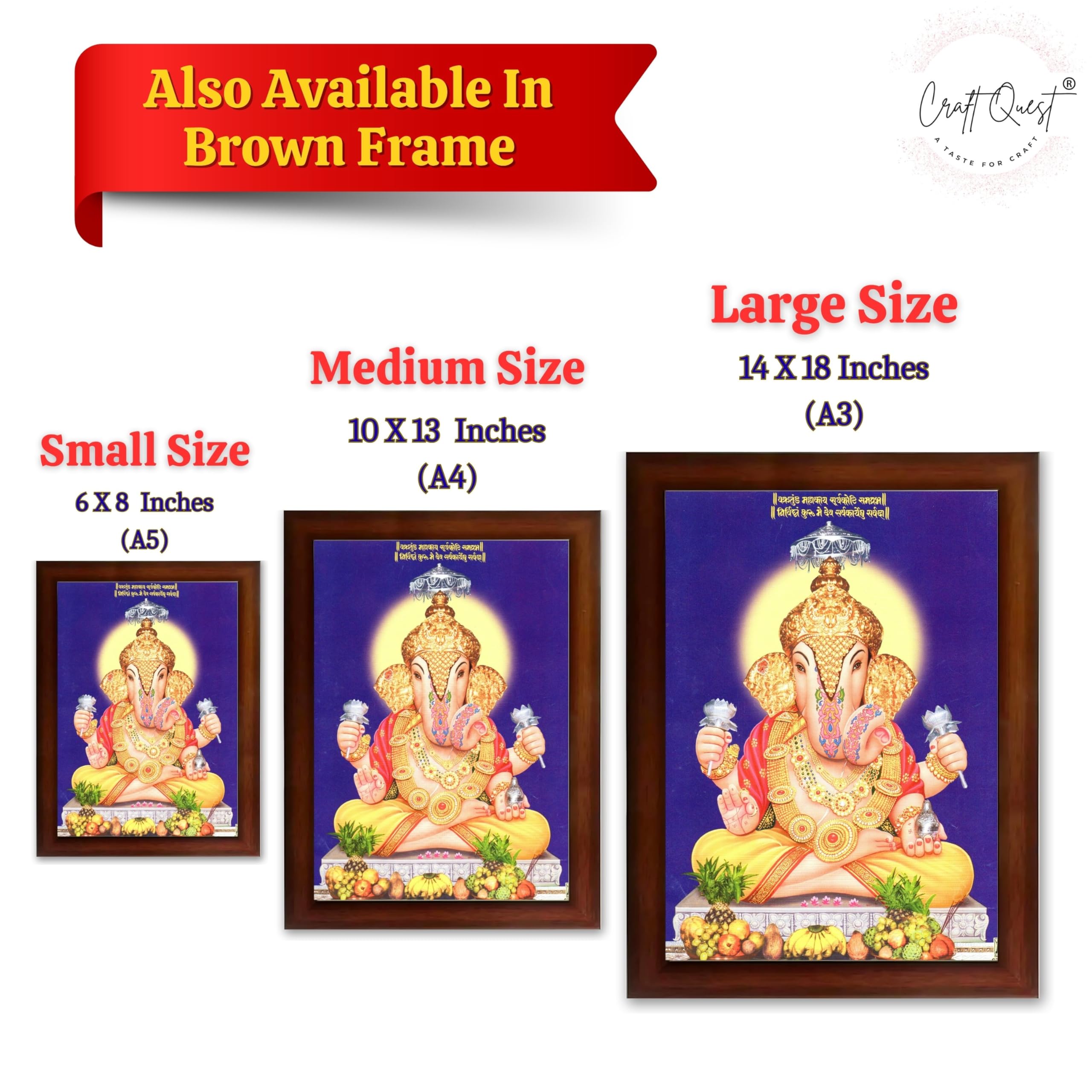 CRAFT QUEST Lord Shree Ganesh Ganpati ji Modern Wall Painting With Frame For Home and Office Decor
