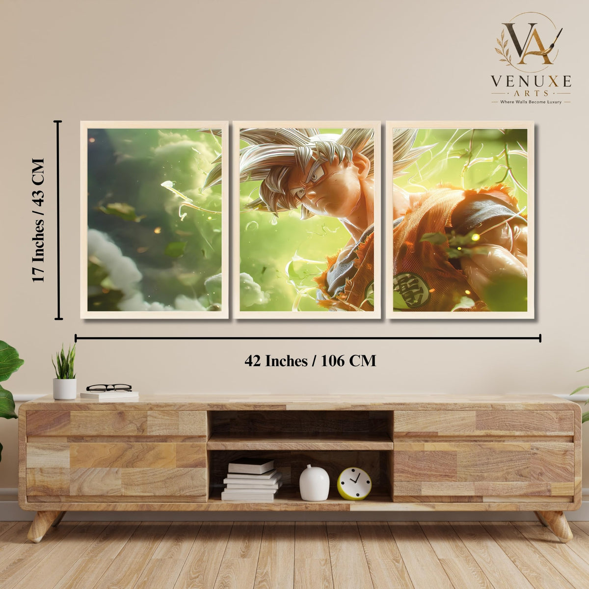 VENUXE ARTS Set Of 3 Anime Characters Wall Framed |Anime Characters Framed Poster for Living Room Bedroom Gaming Room Studio Wall Decor