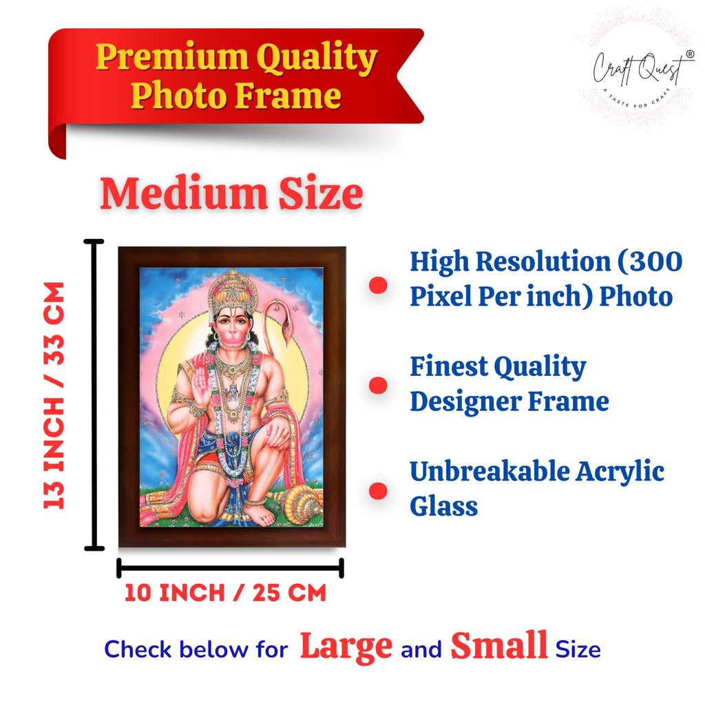 CRAFT QUEST Hanuman JI | Bajrangbali Religious Photo frame Decorative Item Synthetic frame