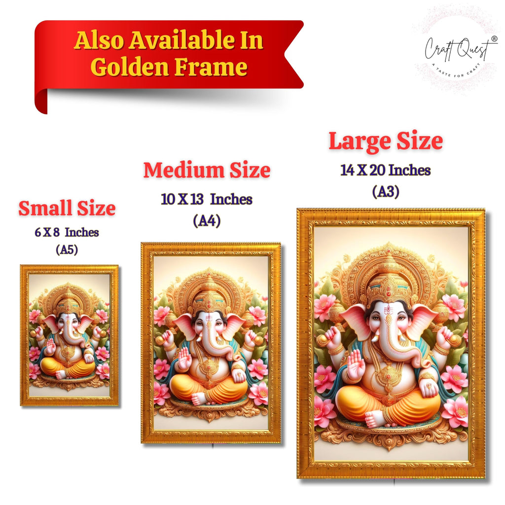 CRAFT QUEST Lord Ganesha Ganpati ji Abstract Modern Wall Painting With Frame For Home and Pooja,Office Décor Items
