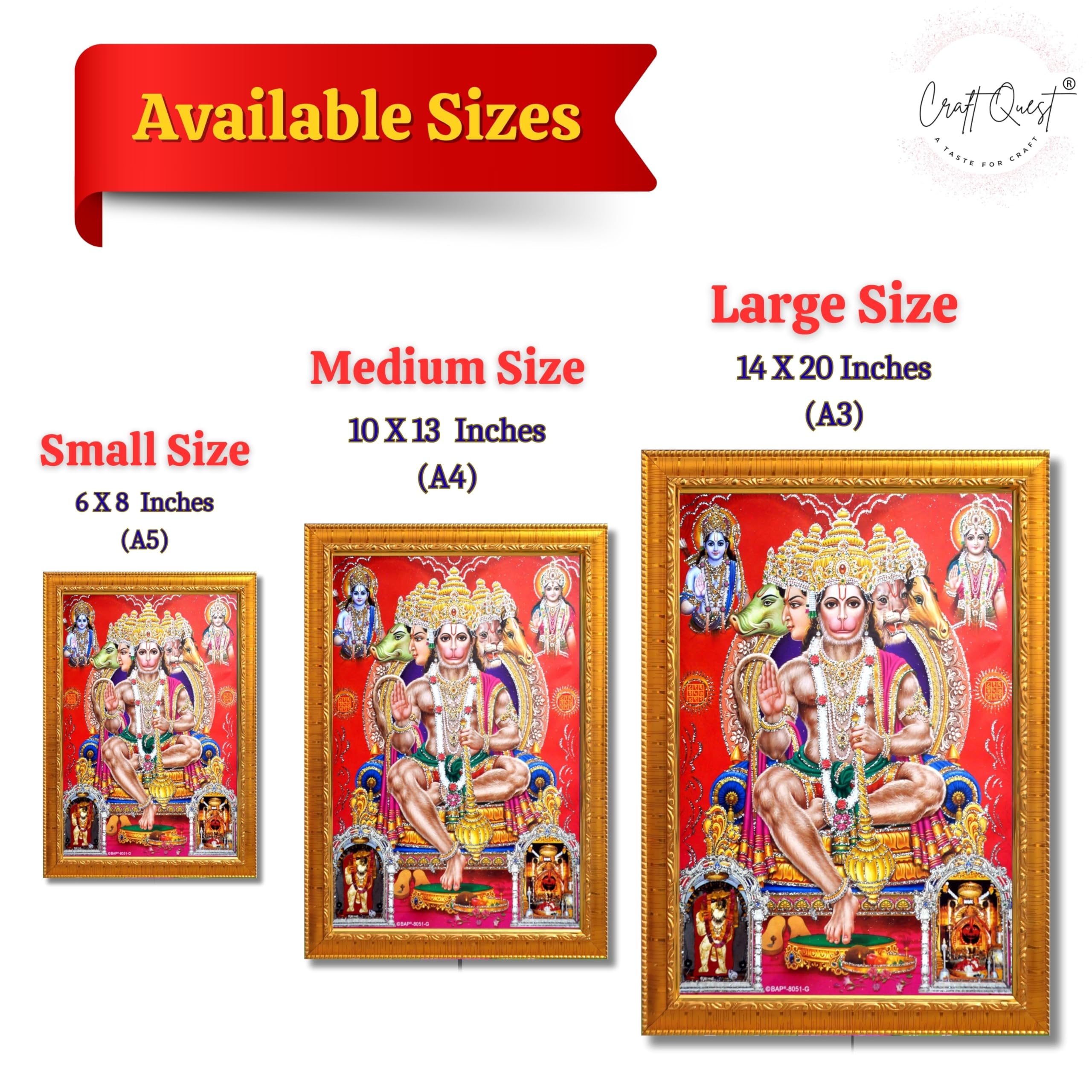 CRAFT QUEST Panchmukhi Hanuman JI | Bajrangbali Religious Photo frame Home Decorative Item Synthetic Wood