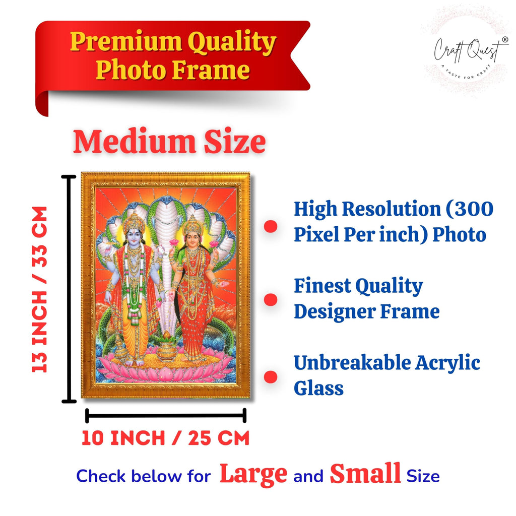 CRAFT QUEST Lord Vishnu Lakshmi Devi Laxmi Narayan Ji Wall Painting Framed Home Décor