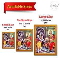 CRAFT QUEST Shiva & Maa Annapurna devi sitting on throne photo frame with Acrylic Glass for Home Kitchen, Restraunt, Business