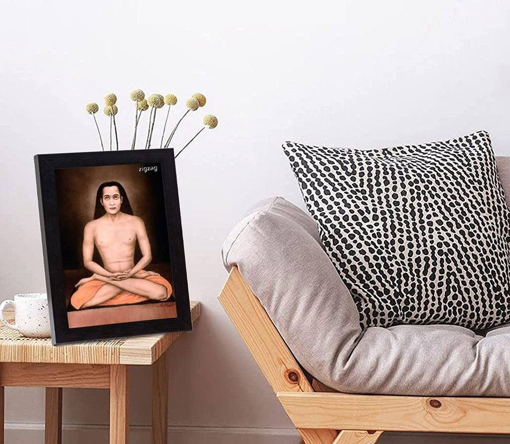 CRAFT QUEST Mahavatar Babaji Photo Frame For Wall Table Size Small ( 6x8 inches, Acrylic Glass),Black