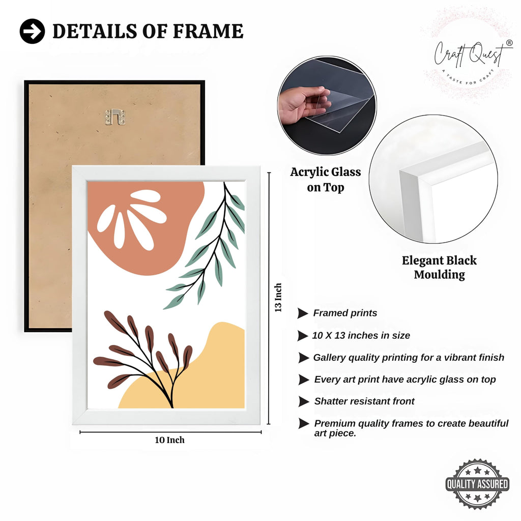 CRAFT QUEST Wall Art Decor Paintings | Set of 3 BOHO Wall Art Frames for Home Decoratio | Ideal for Living Room, Bedrooms & Offices