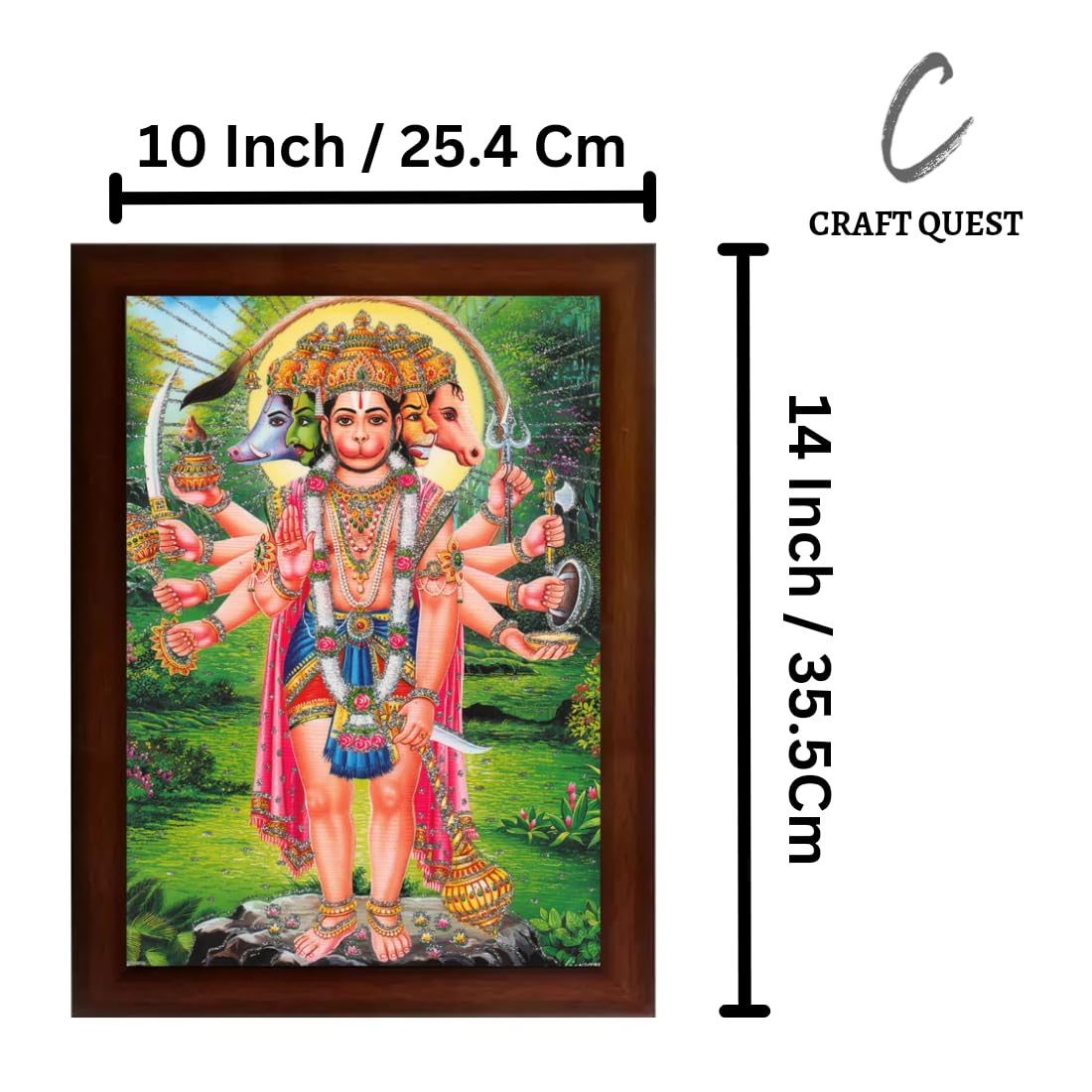 CRAFT QUEST Hanuman ji Religious Photo Frame Home Decorative Item Synthetic wood, (10 X 14 Inches)