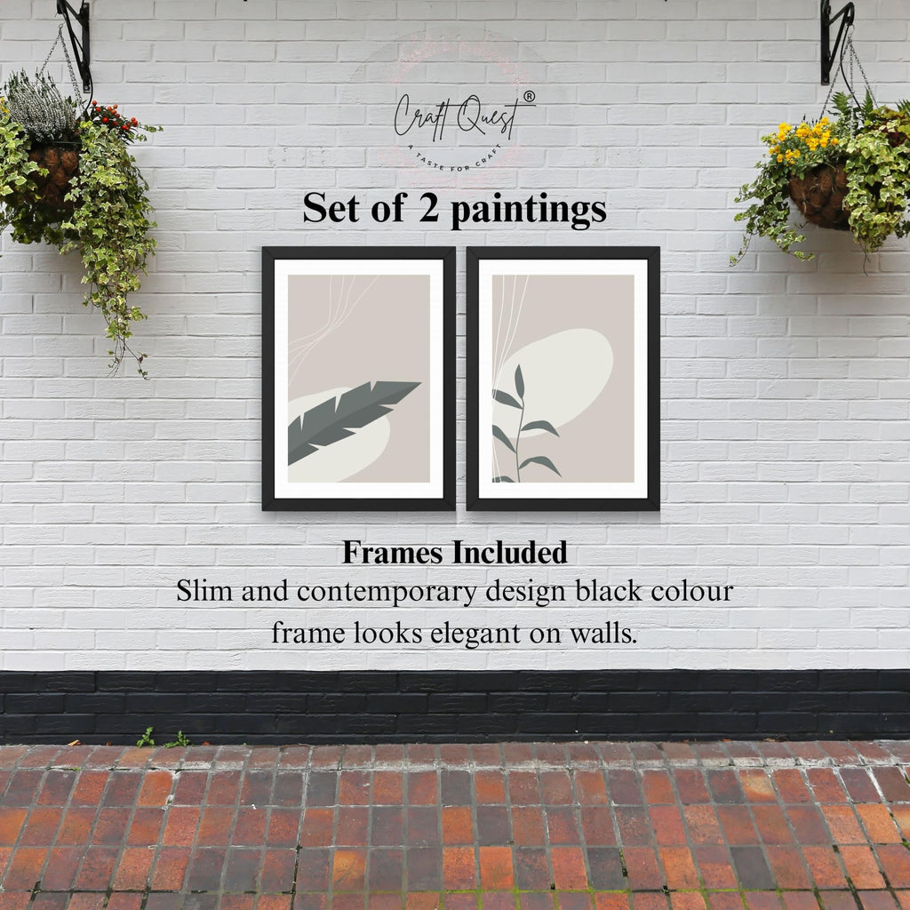 CRAFT QUEST 2 Piece Set of Nature Inspired Wall Art poster Frame Painting for Wall Decoration With Acrylic Glass, living room, Home, Restraunt, Office