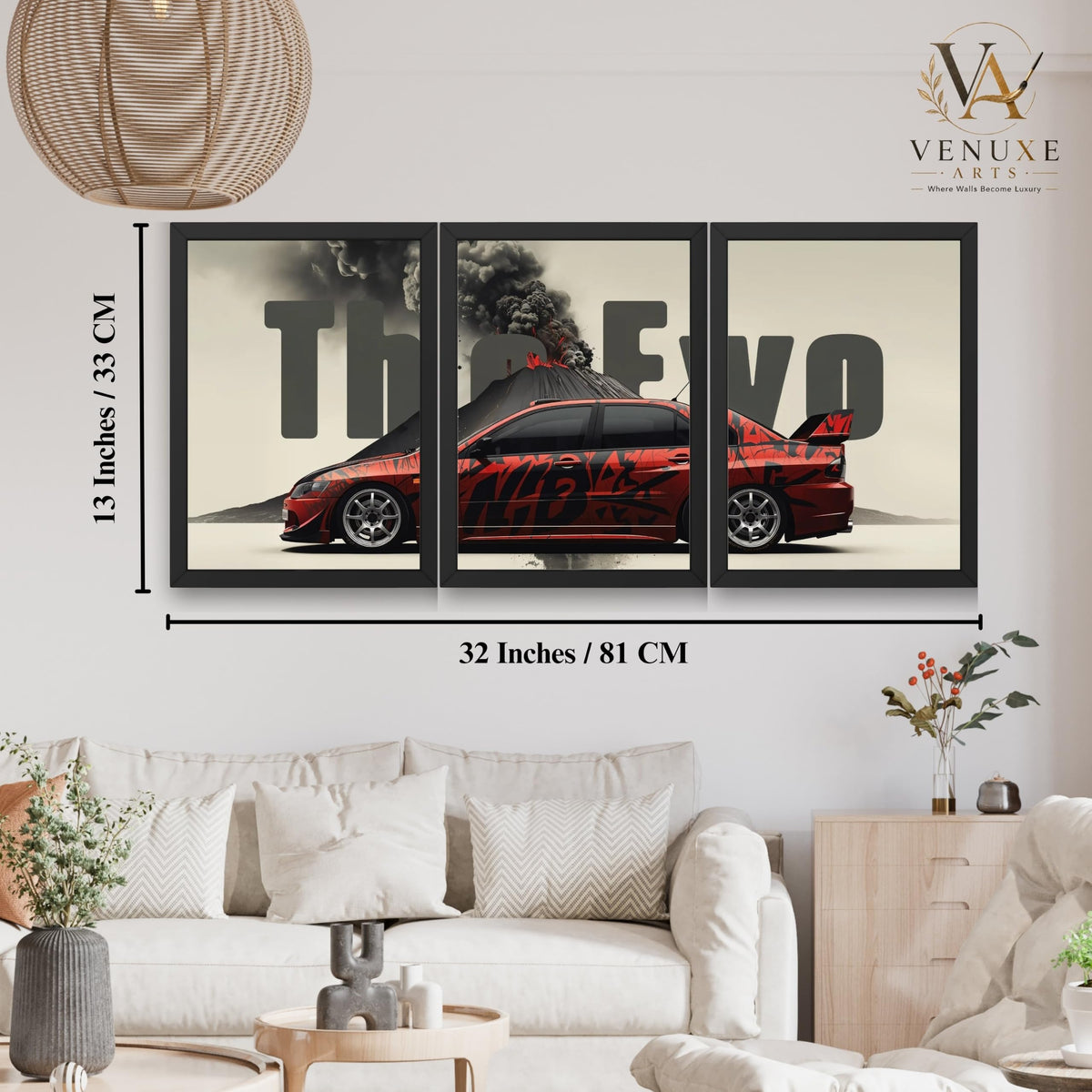 VENUXE ARTS Set Of 3 Big Sports Cars Framed Posters Gift Items for Boys Room Wall Decoration Bedroom Living Room Office Studio Décor | Car Poster Frame for Wall Décor