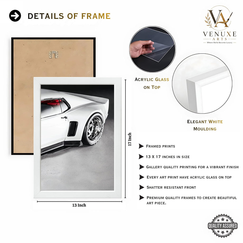 VENUXE ARTS Set Of 3 Big Sports Cars Framed Posters Gift Items for Boys Room Wall Decoration Bedroom Living Room Office Studio Décor | Car Poster Frame for Wall Décor