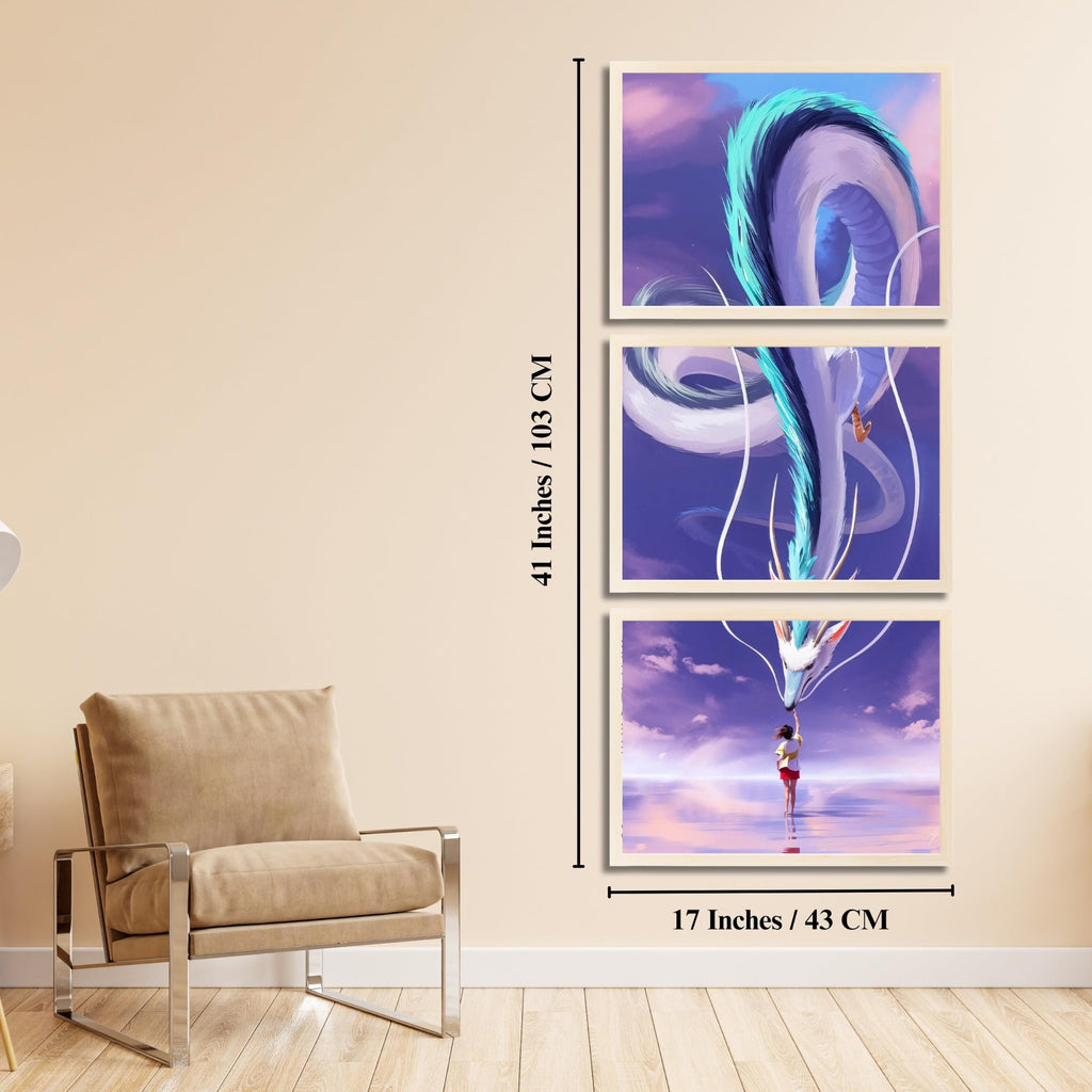 VENUXE ARTS Set Of 3 Anime Characters Wall Framed |Anime Characters Framed Poster for Living Room Bedroom Gaming Room Studio Wall Decor