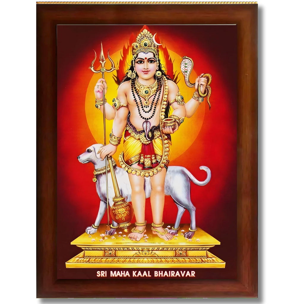CRAFT QUEST Bhairava Kaal Bhairav Baba Bairava Photo Frame | Hindu God Spiritual Framed | Ideal for Home, Office, Temple & Puja Room, Wall Decor