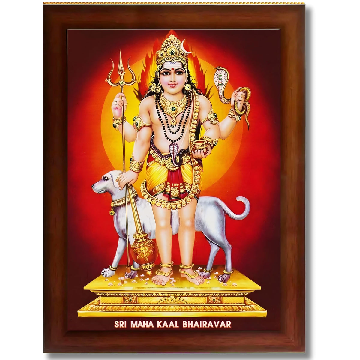 CRAFT QUEST Bhairava Kaal Bhairav Baba Bairava Photo Frame | Hindu God Spiritual Framed | Ideal for Home, Office, Temple & Puja Room, Wall Decor