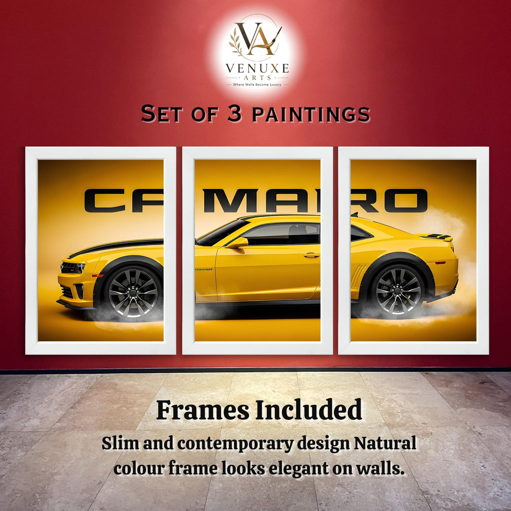 VENUXE ARTS Set Of 3 Big Sports Cars Framed Posters Gift Items for Boys Room Wall Decoration Bedroom, Living Room, Office, Studio Décor | Car Poster Frame for Wall Décor