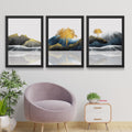 CRAFT QUEST Modern Abstract Golden Trees & Mountains | Set of 3 Frames for Home Decoration | Ideal for Living Room, Bedroom & Offices