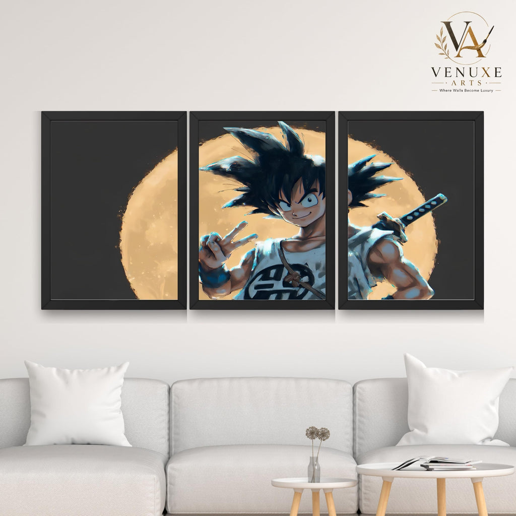 VENUXE ARTS Set Of 3 Anime Characters Wall Framed |Anime Characters Framed Poster for Living Room Bedroom Gaming Room Studio Wall Decor
