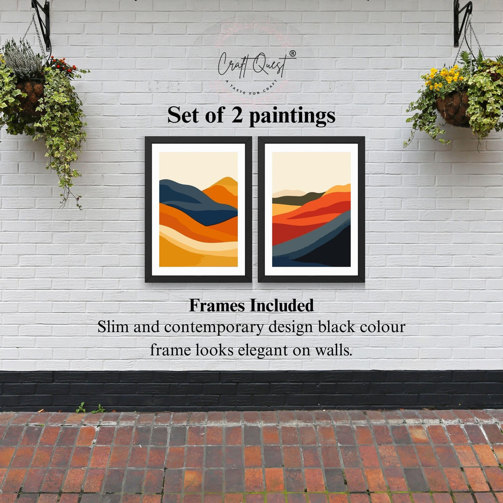 CRAFT QUEST 2 Piece Set Wall Art poster Frame Paintings for Wall Decoration With Acrylic Glass, for living room,Home, Office Restraunt