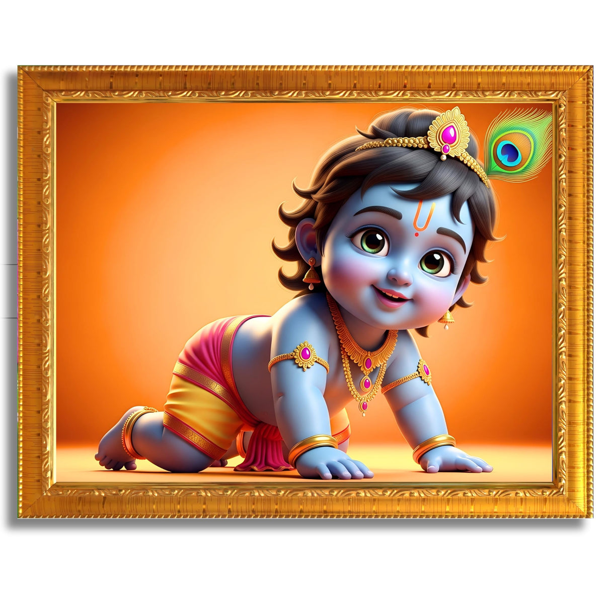 CRAFT QUEST Shri Bal Gopal Painting | Krishna Photo Frames for Walls, Home, Living Room and Home Décor