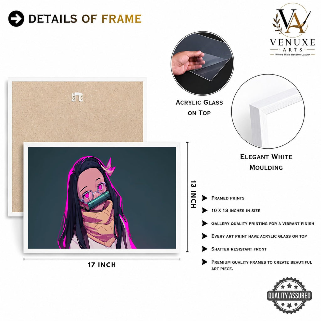 VENUXE ARTS Set Of 3 Anime Characters Wall Framed |Anime Characters Framed Poster for Living Room Bedroom Gaming Room Studio Wall Decor