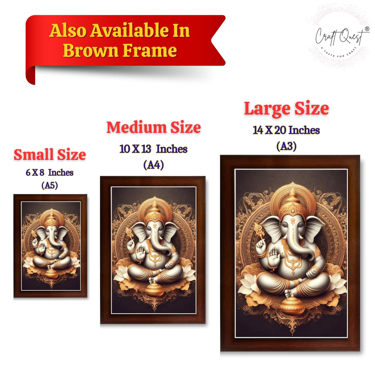 CRAFT QUEST Ganesh Ganesha Ganesh God Frame for Pooja Room & Wall Decor