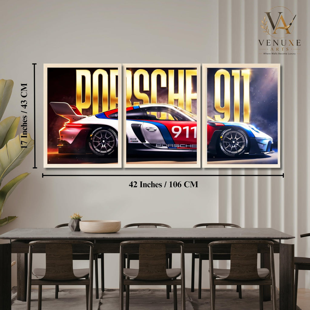 VENUXE ARTS Set Of 3 Big Sports Cars Framed Posters Gift Items for Boys Room Wall Decoration Bedroom Living Room Office Studio Décor | Car Poster Frame for Wall Décor