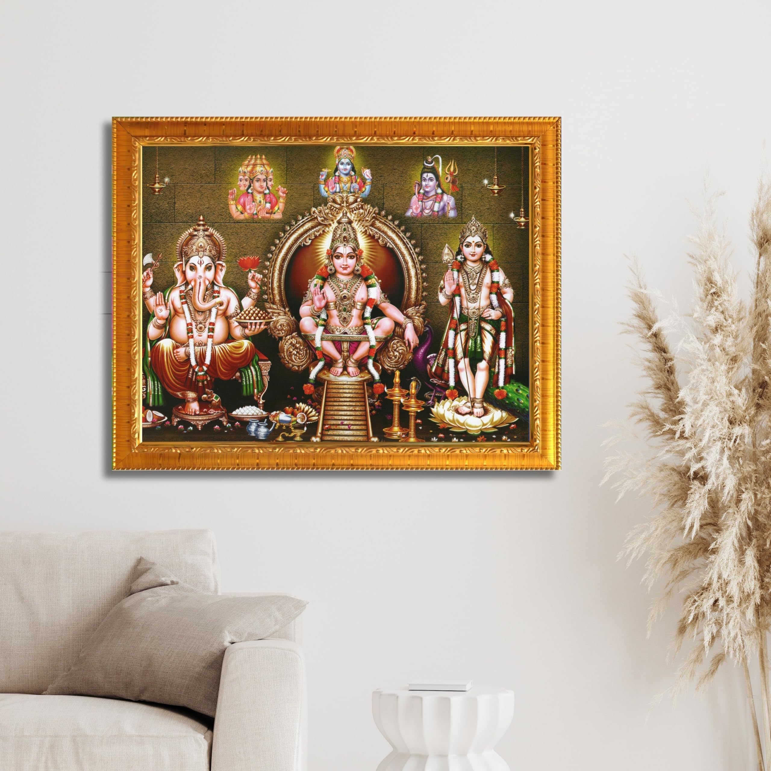 CRAFT QUEST Lord Swami Ayyappa Swamy Ayyappan Iyyappan South photo Frame For Wall Painting,Mandir, Pooja, Home Décor Items