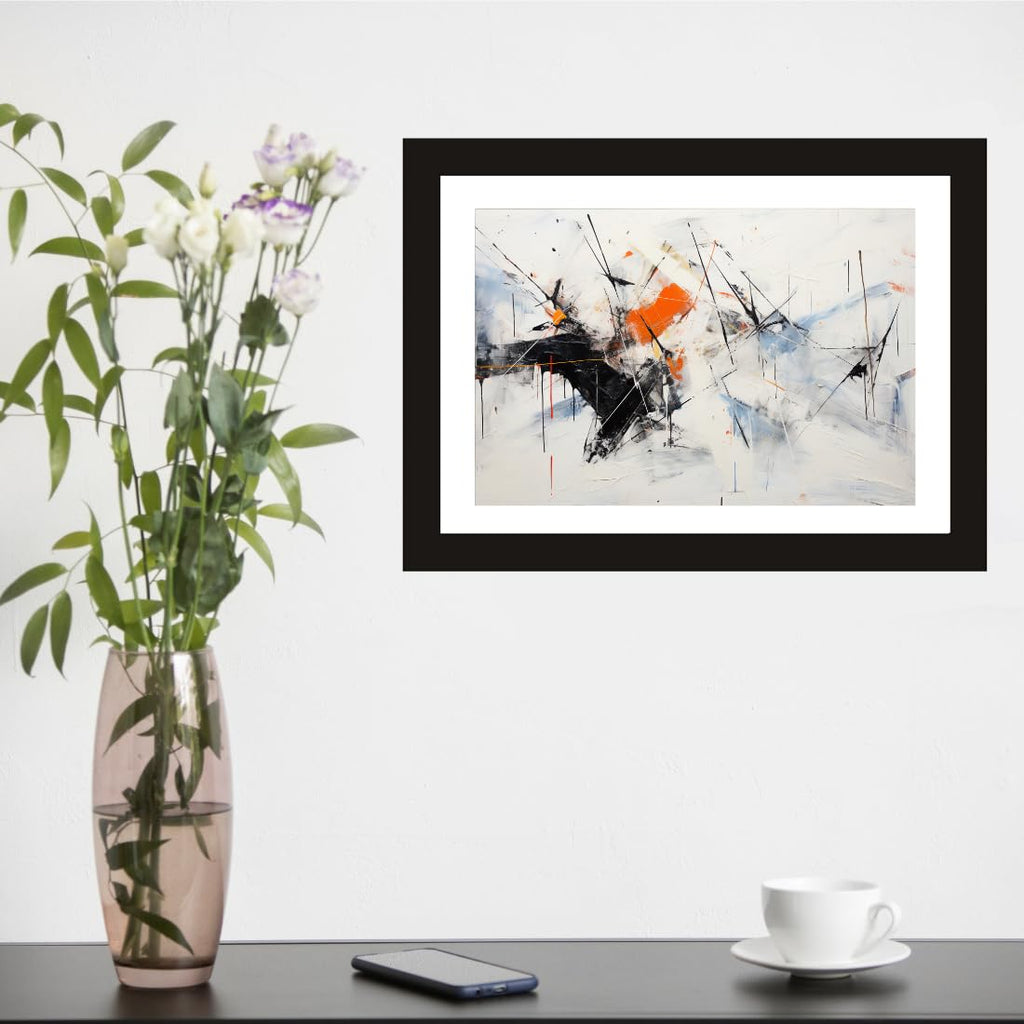 CRAFT QUEST Abstract Digital Mosaics Modern Art Painting Poster Frame for Home & Office Wall Decoration - Portrait, Wall Display (Black, 14x10 Inch Frame with Art Print) (Tropical Reverie)