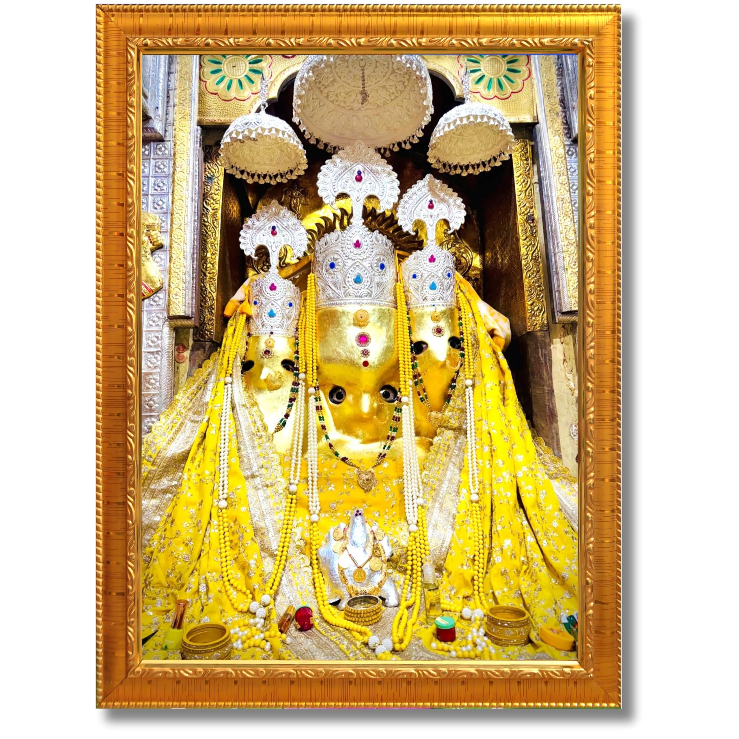 CRAFT QUEST Baglamuklhi maa/mata wodden Religious Photo Frame for Home, Office