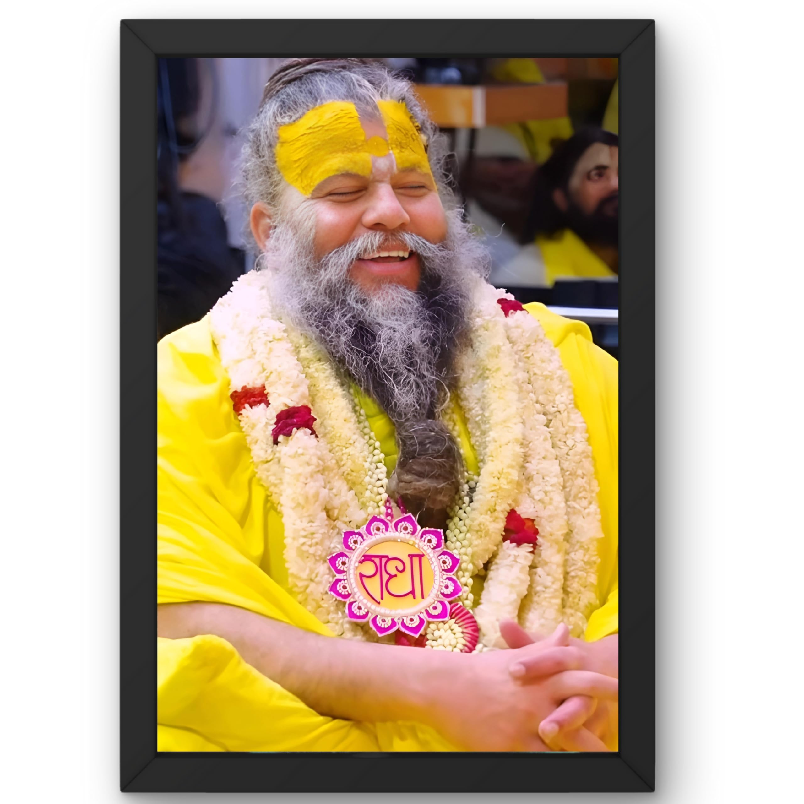 CRAFT QUEST Premanand Ji Maharaj Photo Frame | Divine Spiritual Wall Decor | Premium Quality Frame for Home, Office & Temple | Black Colour
