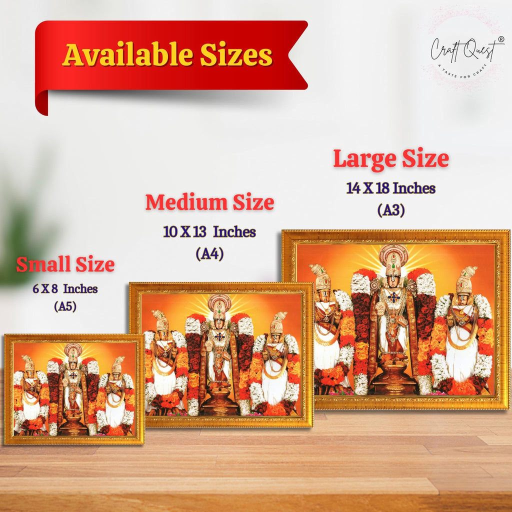 CRAFT QUEST Balaji Lakshmi Padmavati Venkateshwara Swamy Wall Photo Frame For Home, Temple, Pooja, Wall Décor Item