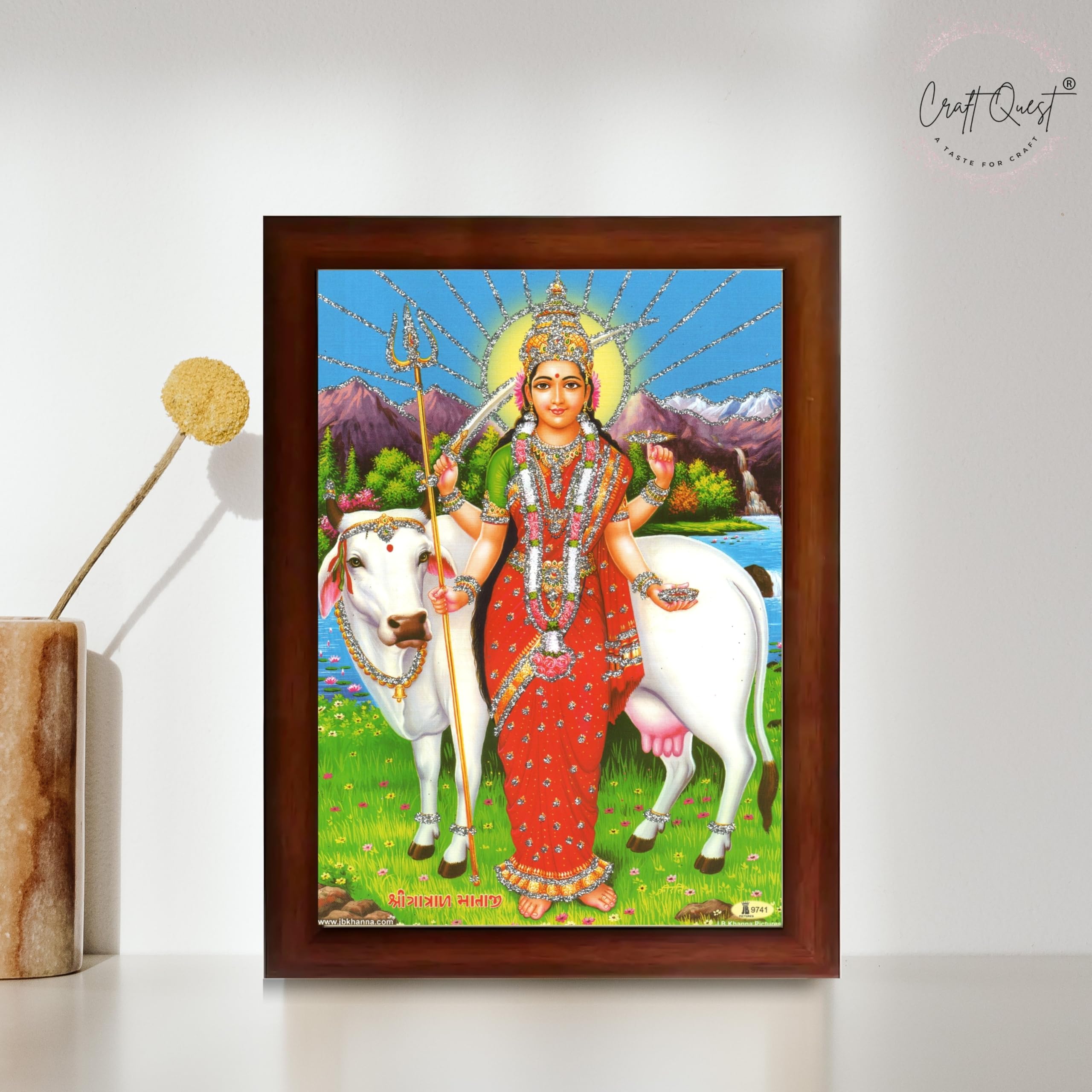 CRAFT QUEST Gatrad Devi Maa Mata Ji Mataji Wall Painting For Home Decor wooden framed