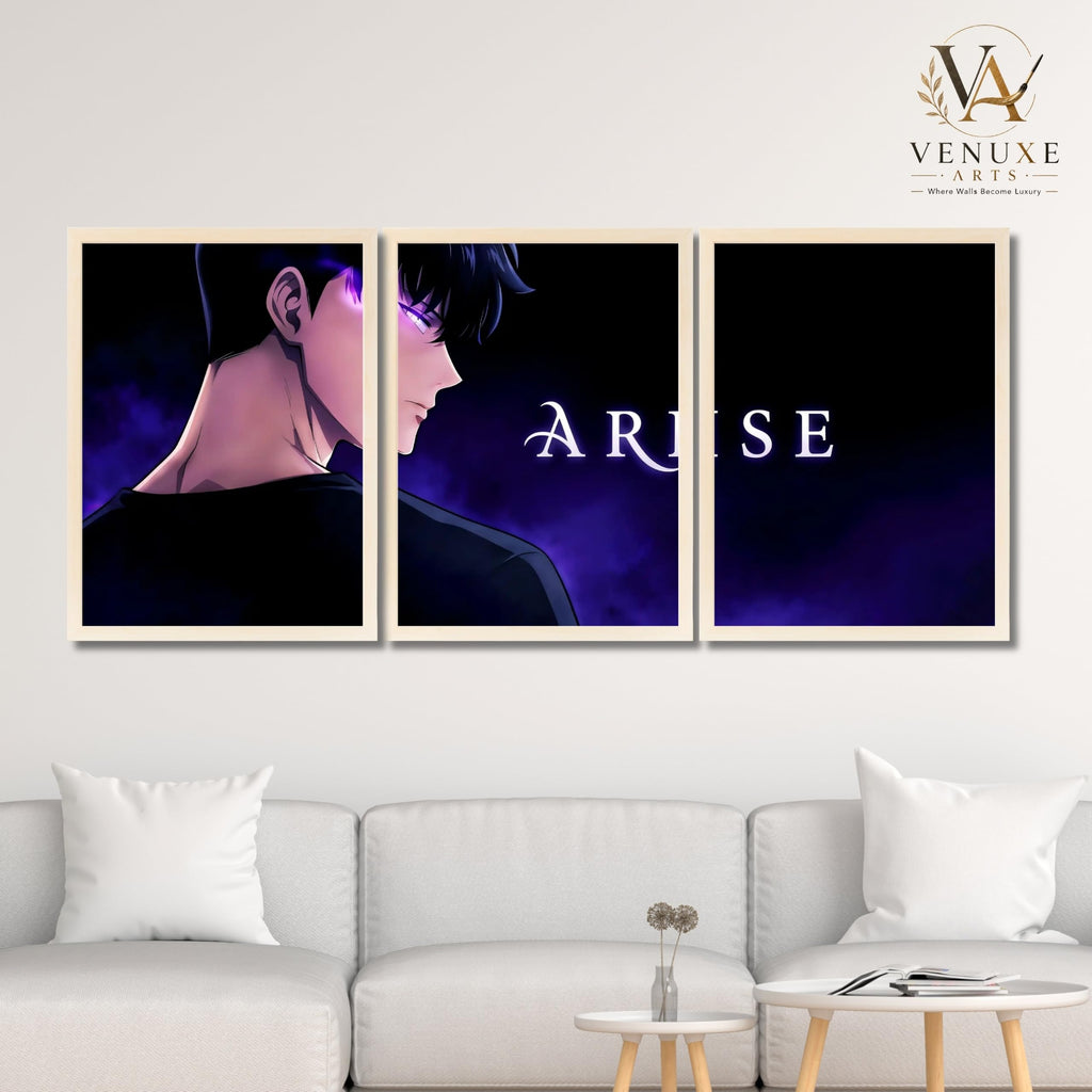 VENUXE ARTS Set Of 3 Anime Characters Wall Framed |Anime Characters Framed Poster for Living Room Bedroom Gaming Room Studio Wall Decor