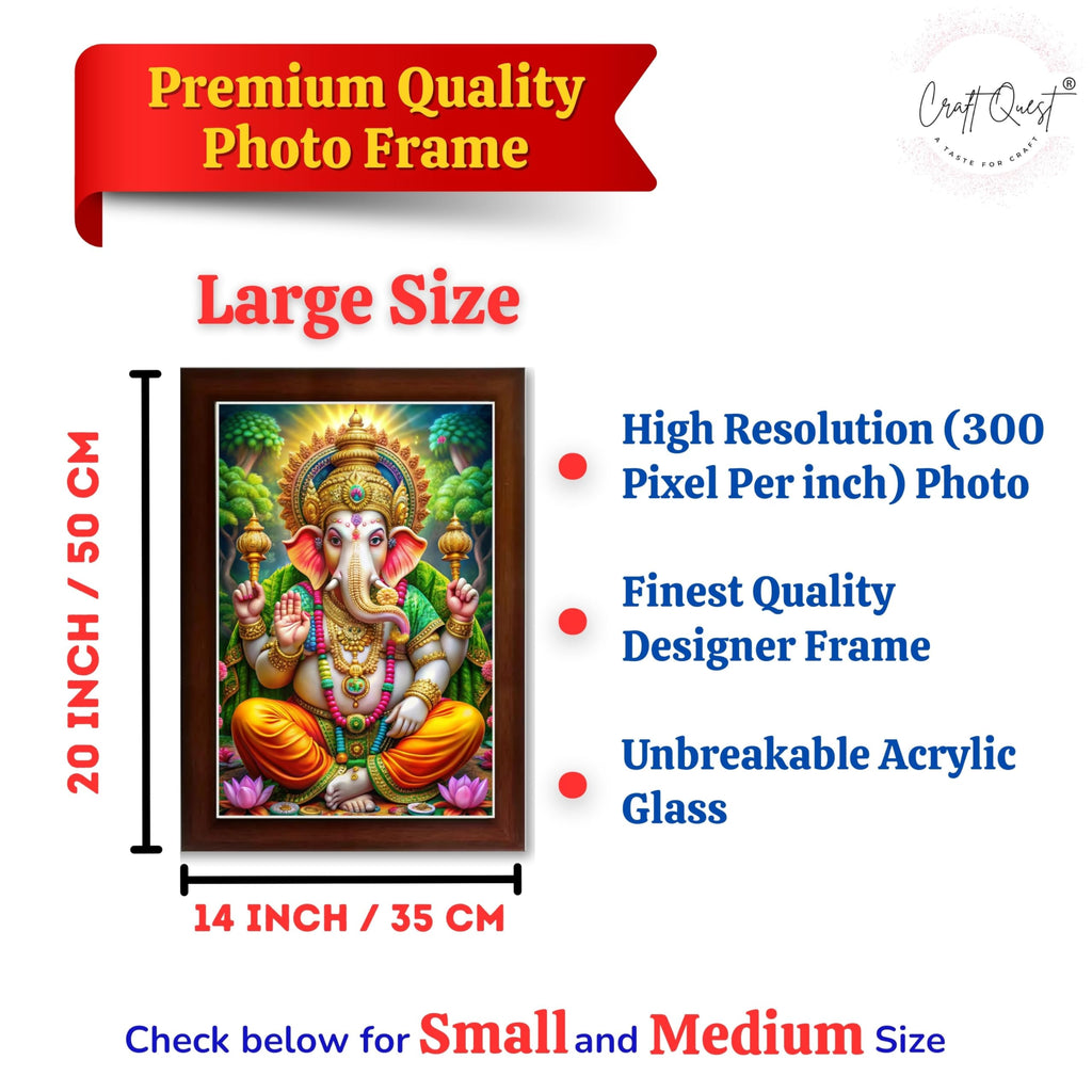 CRAFT QUEST Lord Ganesh Ganpati ji Wall Hanging Frame for Living Room, Pooja Room Décor Items GA-218