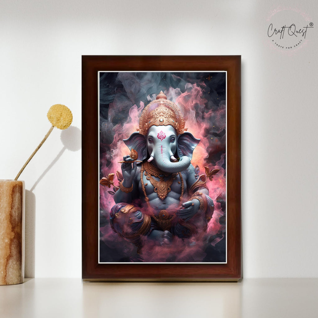 CRAFT QUEST God Ganesh Ganpati ji Hanging Wall Painting Framed For Home Décor