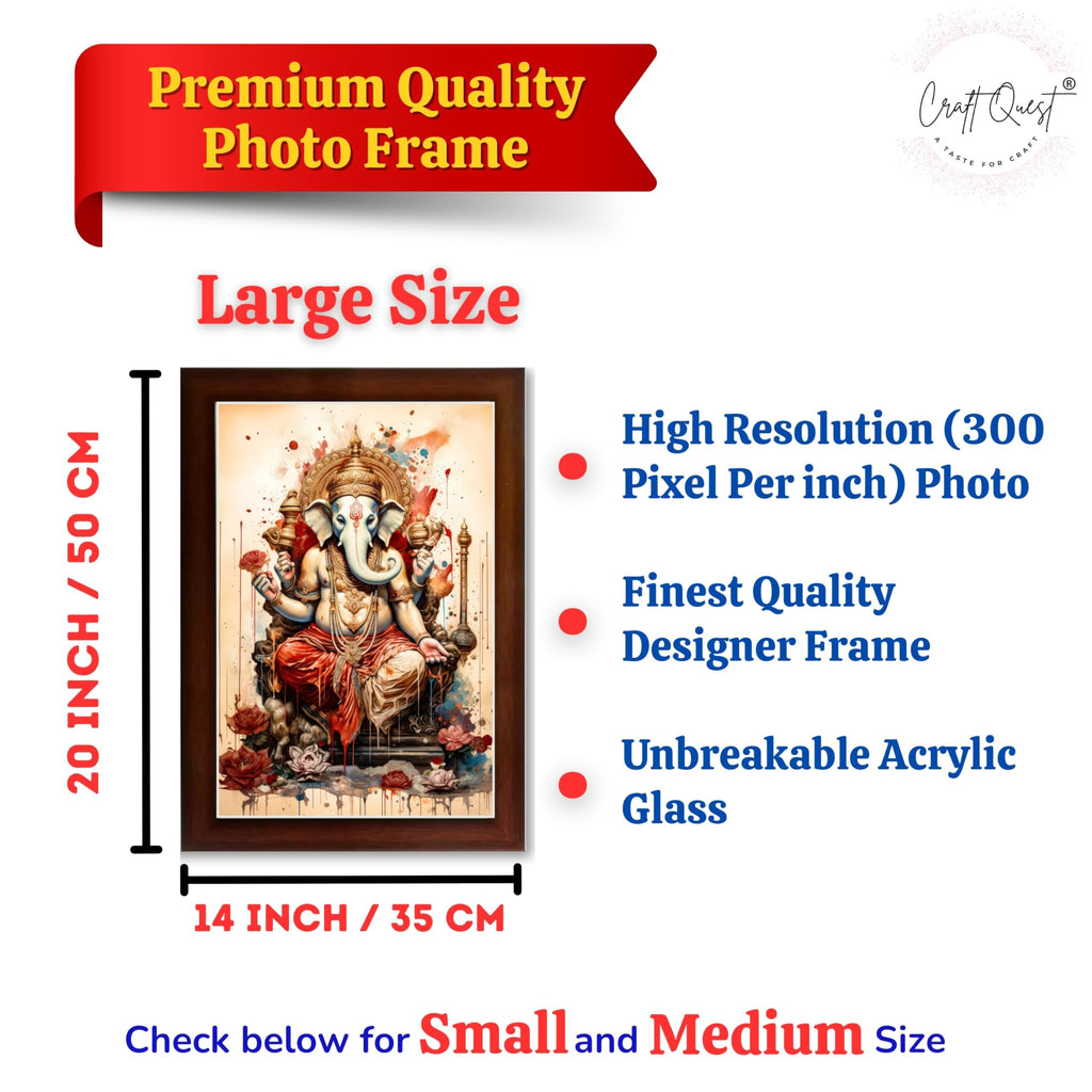 CRAFT QUEST Lord Ganesh Ganpati ji Hanging Wall Painting Framed For Home Décor