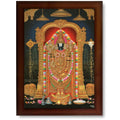 CRAFT QUEST Tirupati Balaji Lord Venkateshwara Swamy Wall Painting Framed Home Decor (Wood,Matte,Brown,Big Size,10 X 14 Inches)
