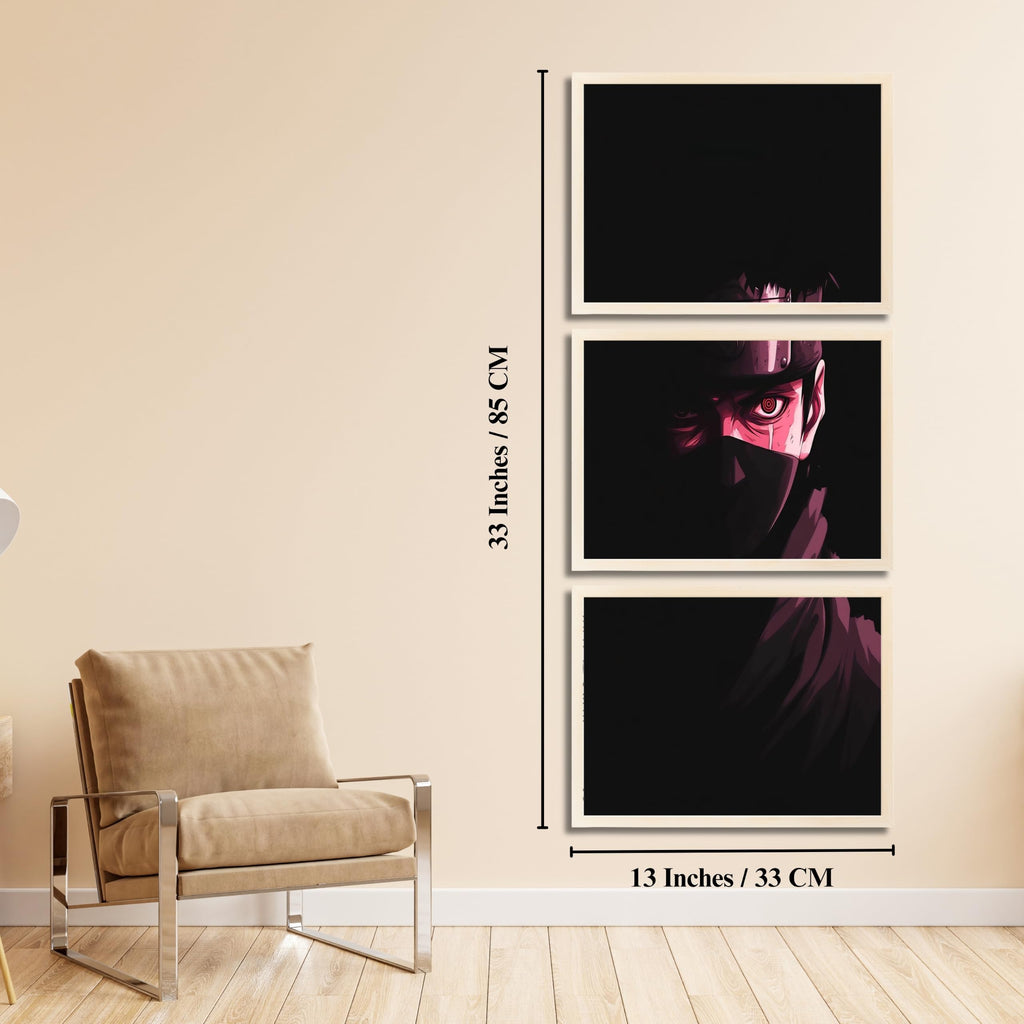 VENUXE ARTS Set Of 3 Anime Characters Wall Framed |Anime Characters Framed Poster for Living Room Bedroom Gaming Room Studio Wall Decor