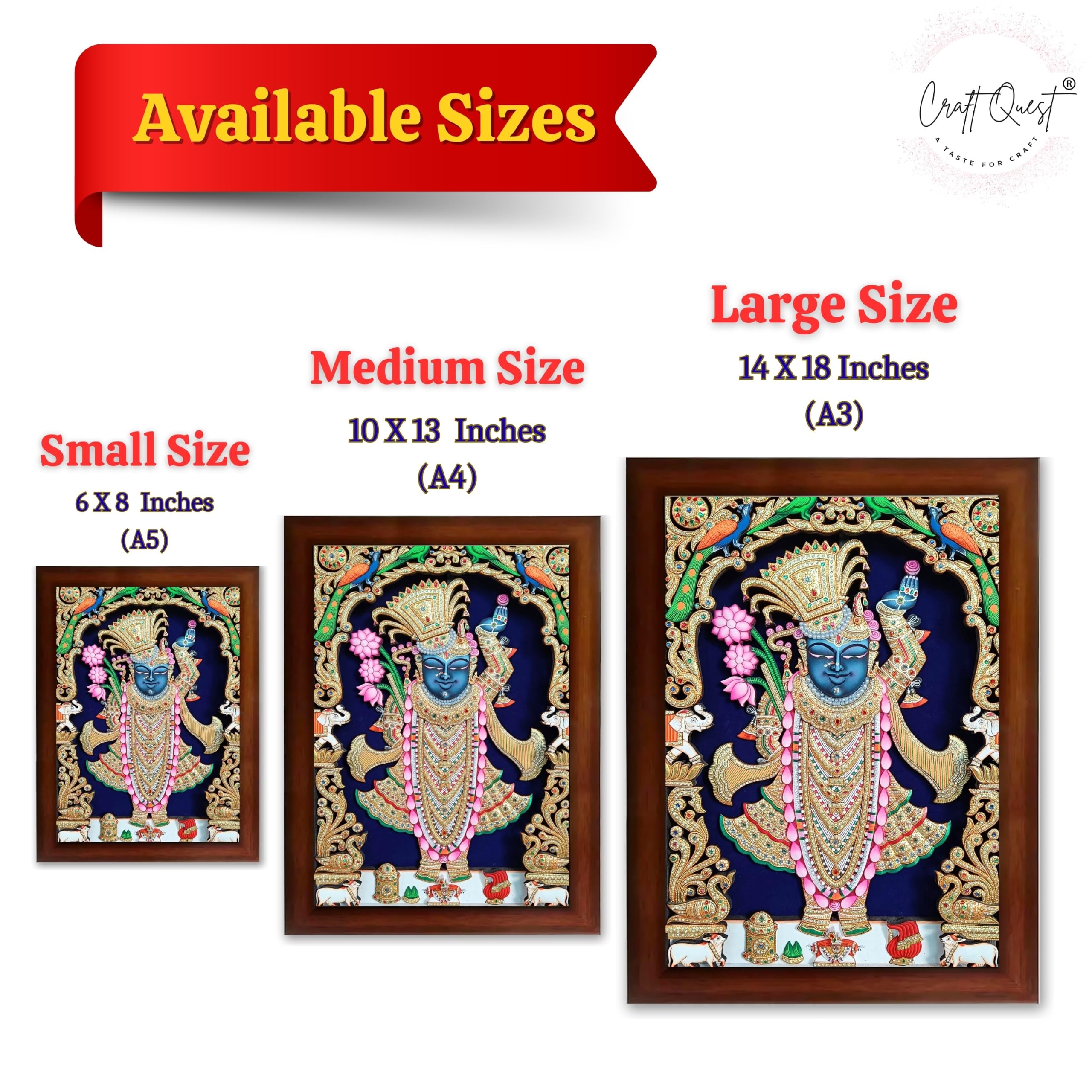CRAFT QUEST Shreenath ji shree nathaji bhagvan Photo Frame for Wall Hanging/Gift/Temple/puja Room/Home Decor Frame with Unbreakable Acrylic Glass