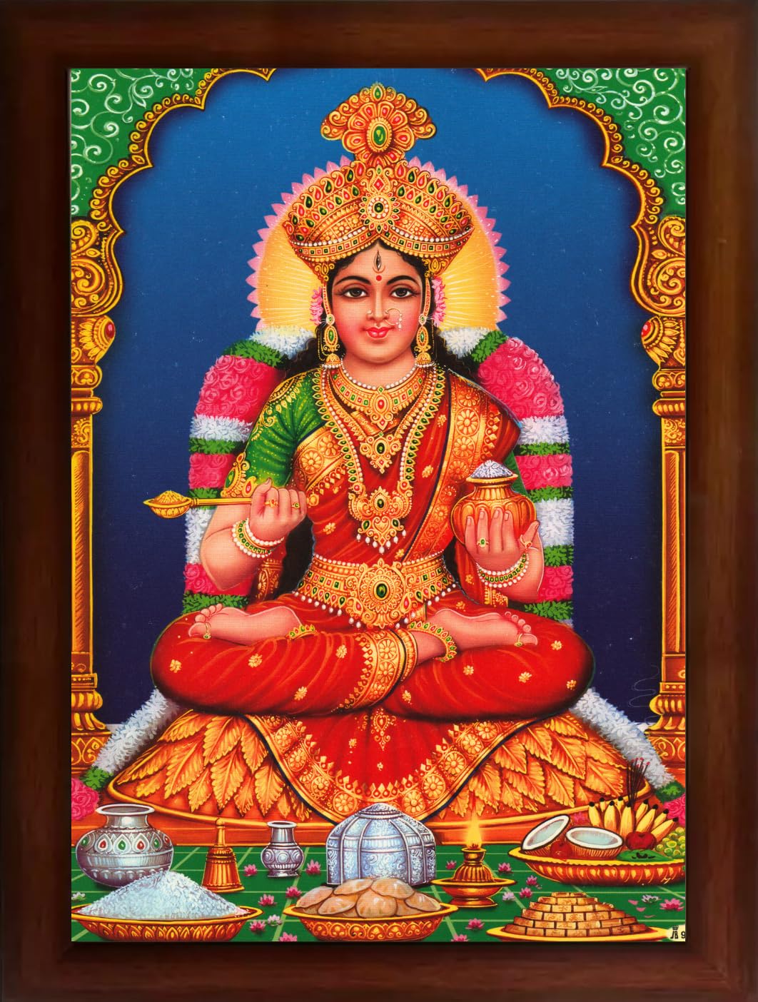 CRAFT QUEST Maa Annapurna devi sitting on throne photo frame with Acrylic glass for Kitchen Worship