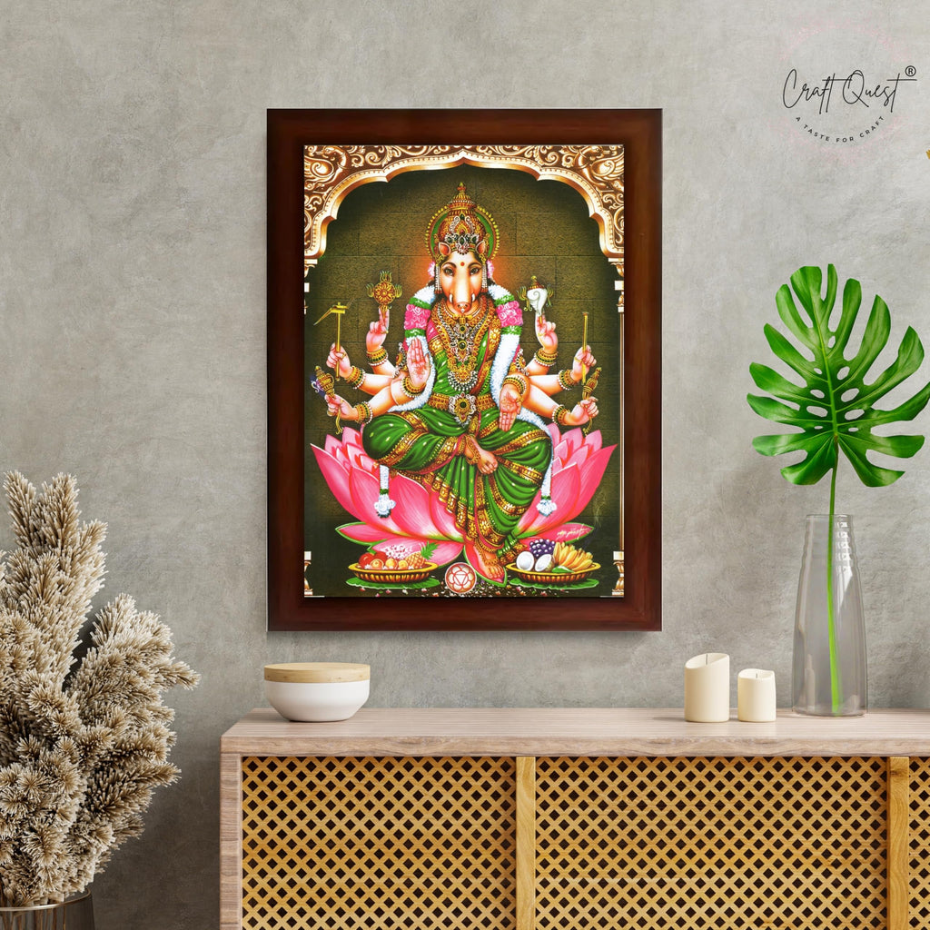 CRAFT QUEST Varahi Amman Photo Varahi Wall Painting Photo Frame | South God Frame for Home, Office, Temple & Gifting