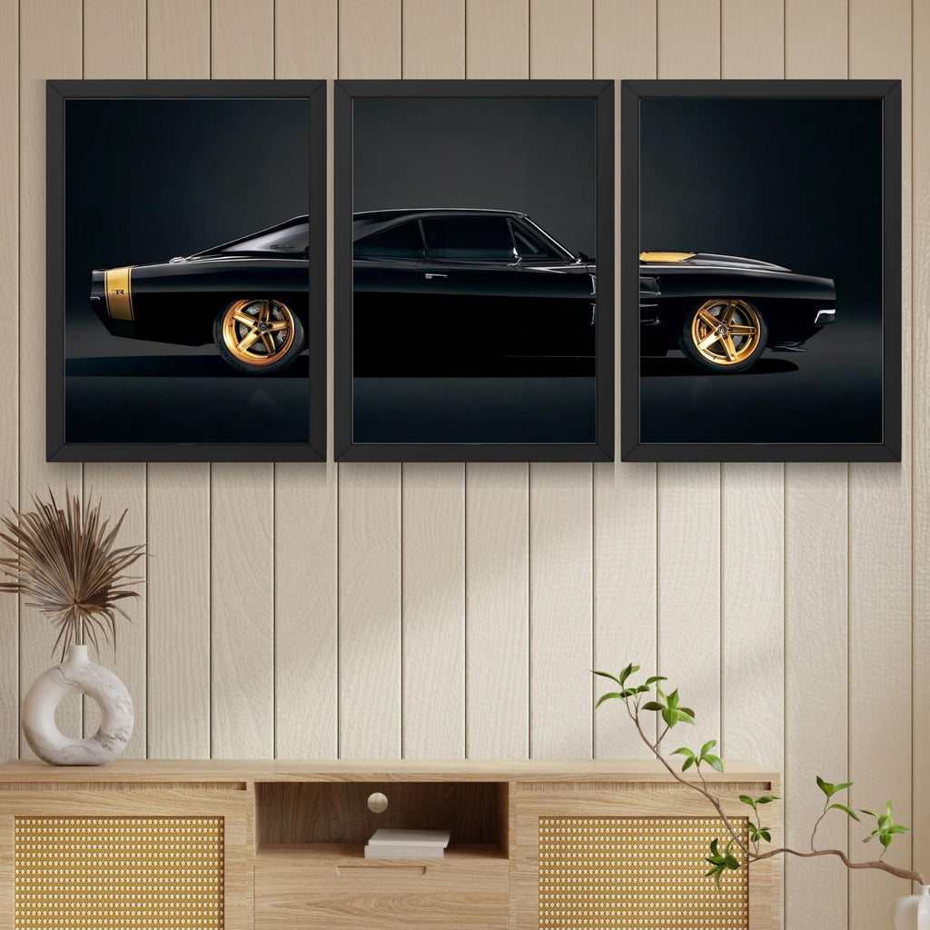 VENUXE ARTS Set Of 3 Big Sports Cars Framed Posters Gift Items for Boys Room Wall Decoration Bedroom Living Room Office Studio Décor | Car Poster Frame for Wall Décor