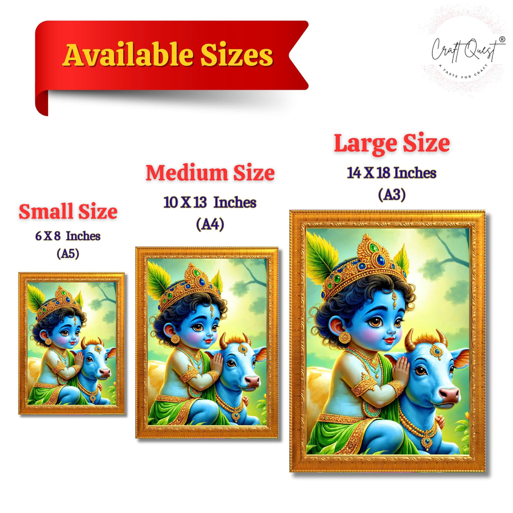 CRAFT QUEST Baby Krishna Photo Frame | Shri Bal Gopal Painting for Pregnant Women | Kanha Ji Poster | Laddu Lord Makhan Chor | Walls Home Bedroom Living Room Decoration Gift.