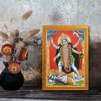 CRAFT QUEST Kali Mata photo with frame, God Religious Framed Painting With Acrylic Glass