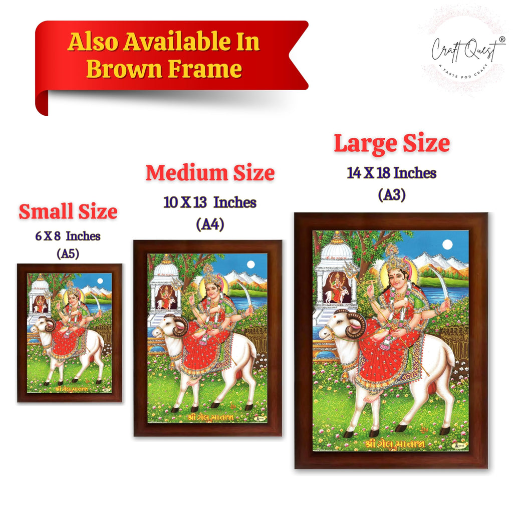 CRAFT QUEST Gel Mata Ji Geldi Maa Devi Mataji Ma Wall Painting For Home Decor wooden framed