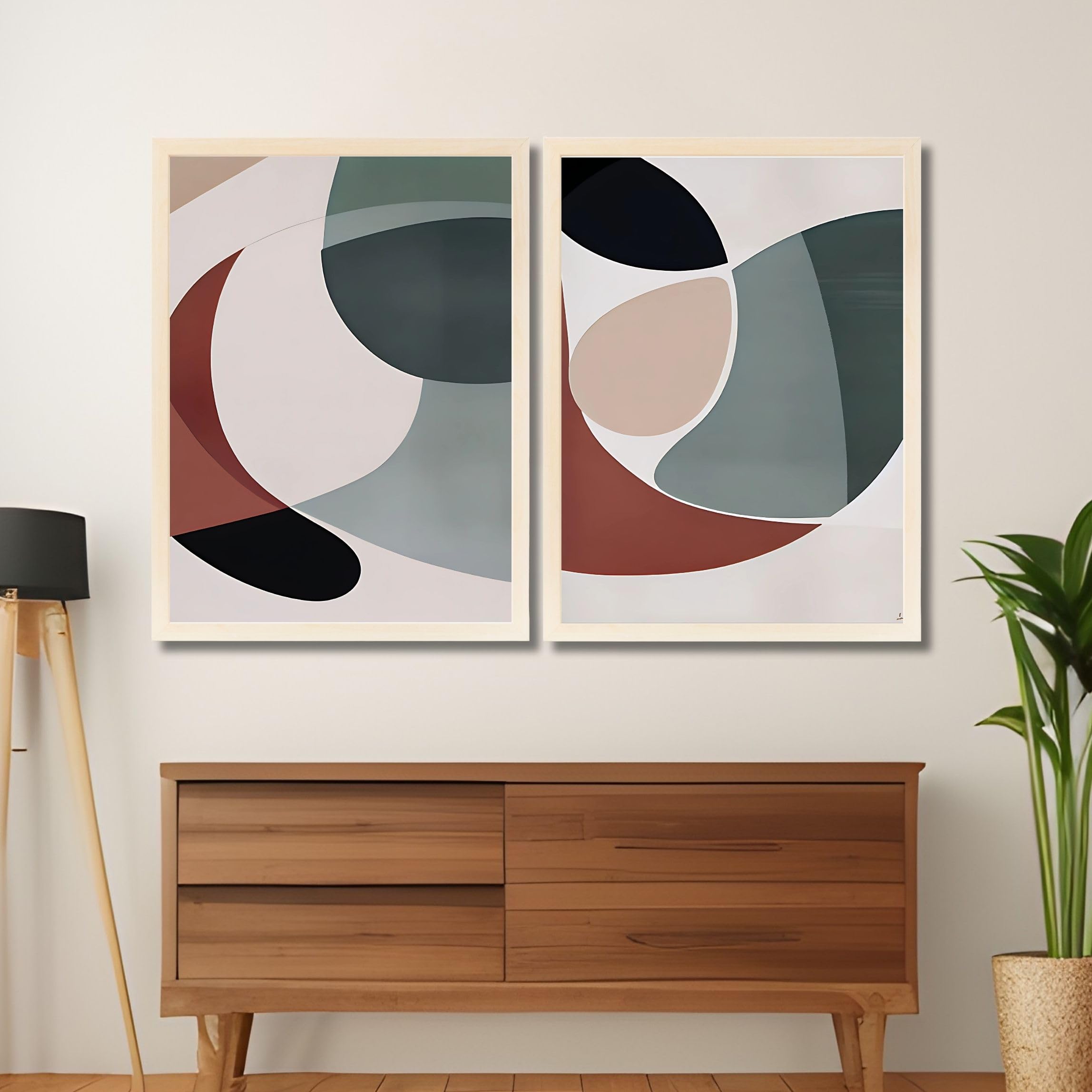 CRAFT QUEST Wall Art Decor Paintings | Set of 2 Minimalist Wall Art Frames for Home Decoration | Perfect for Living Room, Bedroom & Office