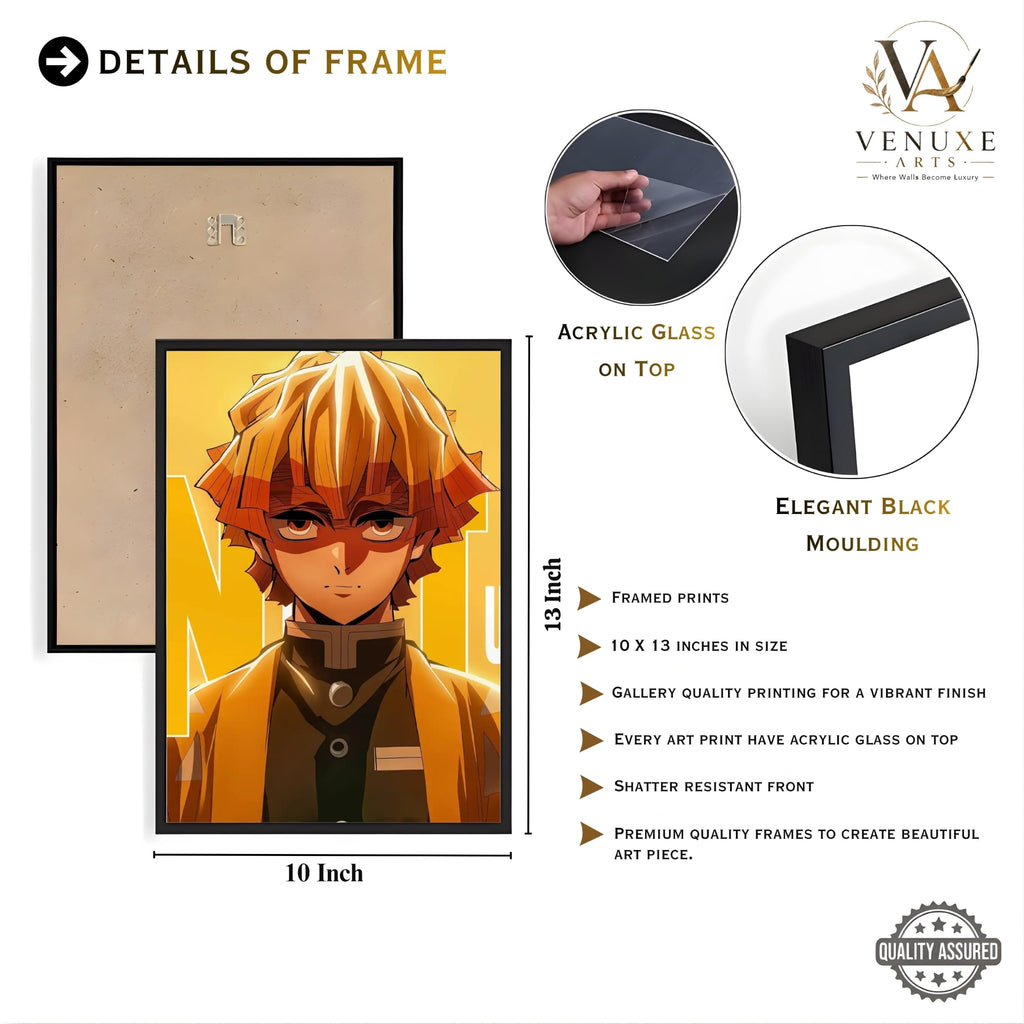 VENUXE ARTS Set Of 3 Anime Characters Wall Framed |Anime Characters Framed Poster for Living Room Bedroom Gaming Room Studio Wall Decor