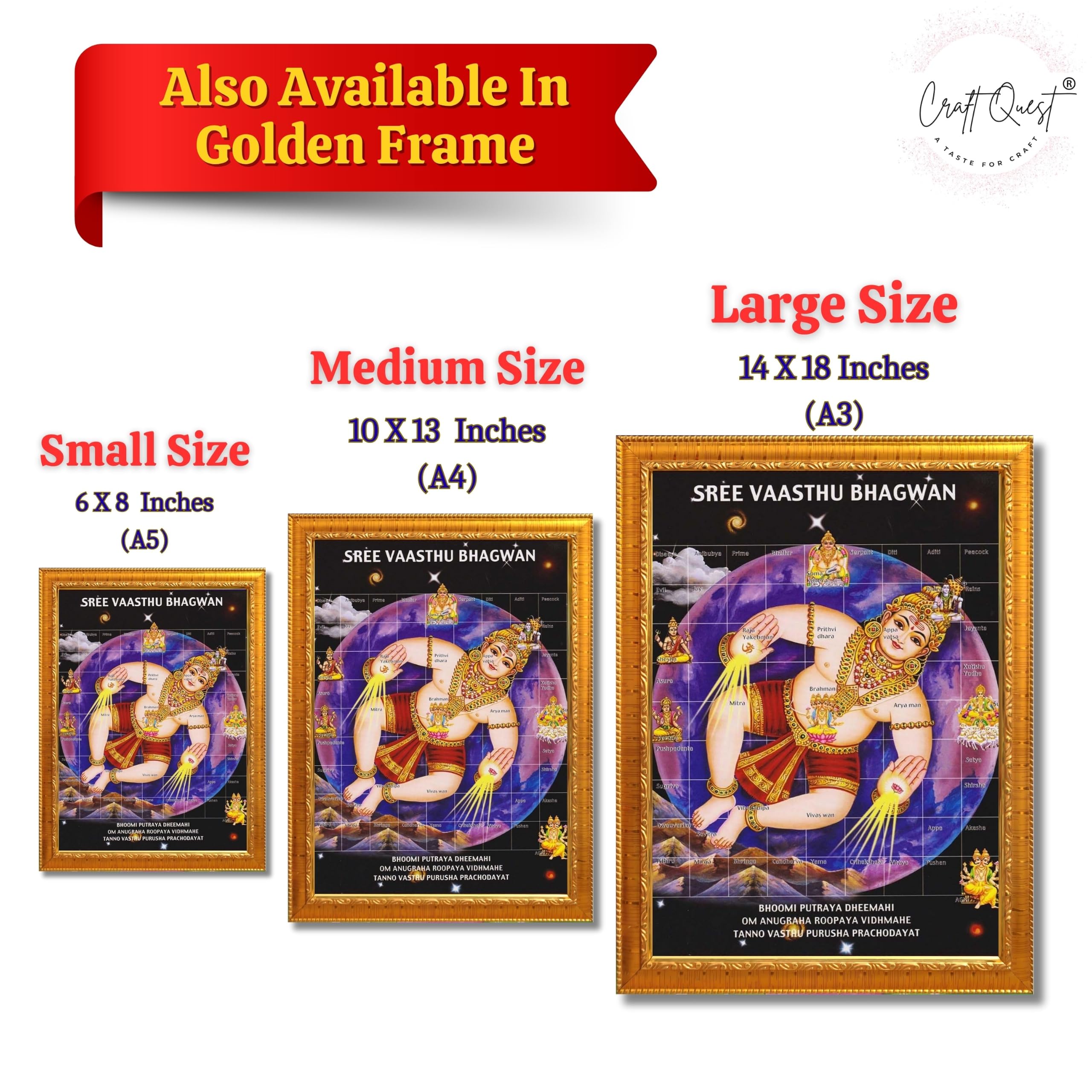 CRAFT QUEST Bhagwan Vastu Purush Bhagavan Vasthu Purusha Wall Painting Photo Framed Home Décor Best Gifting Item