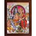 CRAFT QUEST Shiv Parivar (Shiv Shankar, Maa Parvati, Ganesh and Kartikey) Religious Synthetic Photo Frame Sparkle Coated for Pooja (10 X 13 inch, Multicolour)